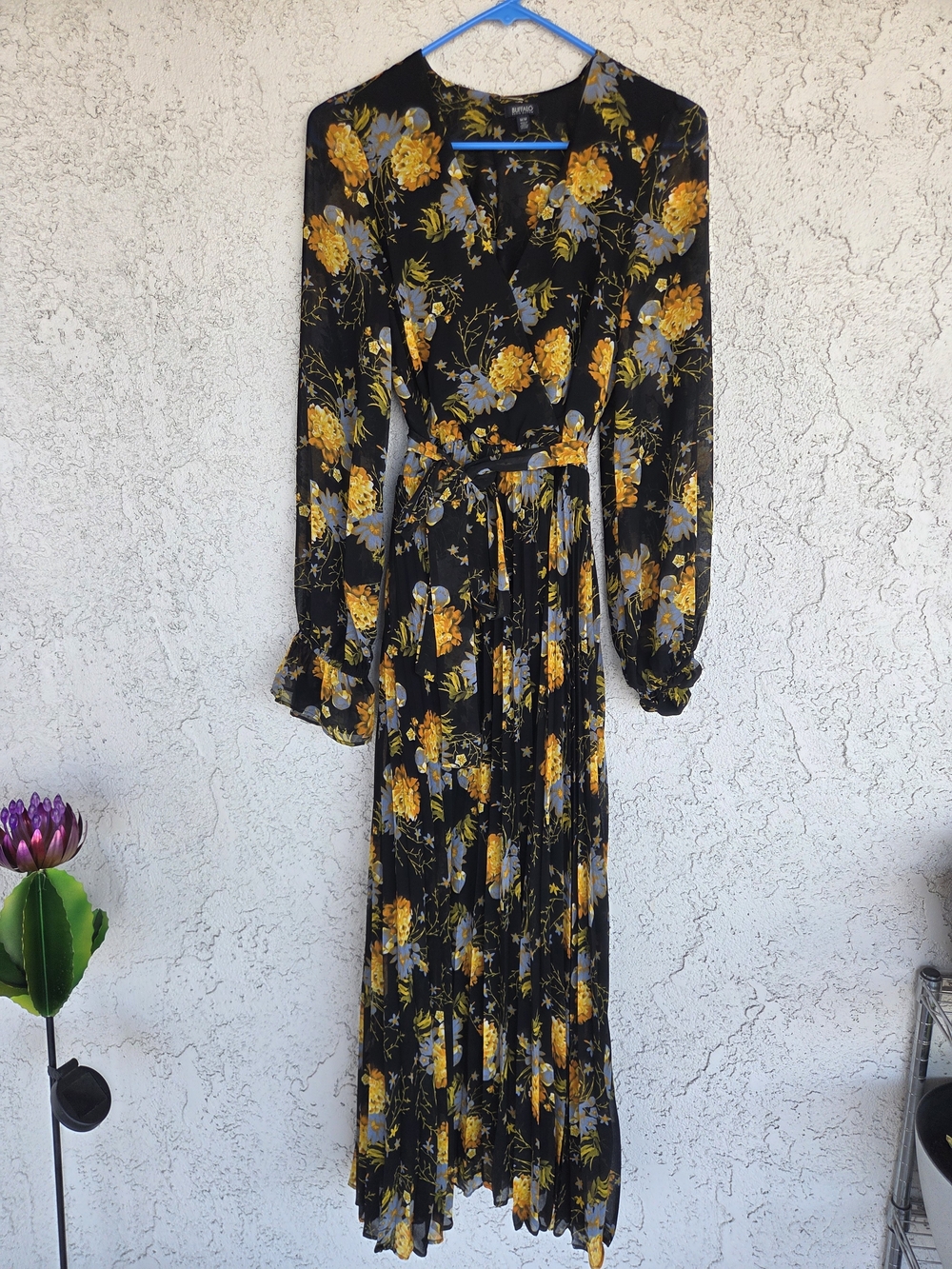 Buffalo David Bitton Black Maxi Dress with Yellow Floral Print